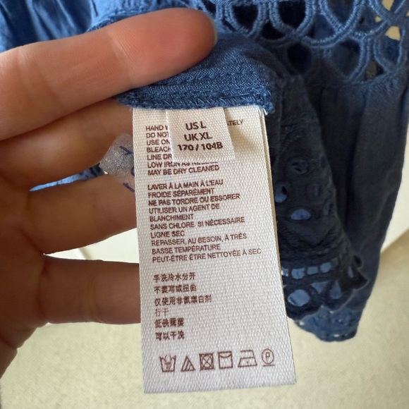 NWT Free People Adelaide Tunic Top Eyelet in Indigo Size L - Picture 7 of 12